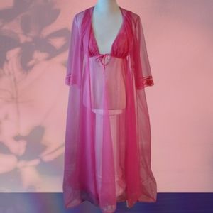 Hot Pink Sheer Nighgown Babydoll